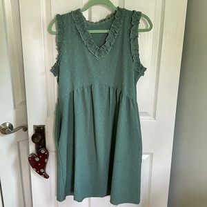 Green Swiss-dot dress